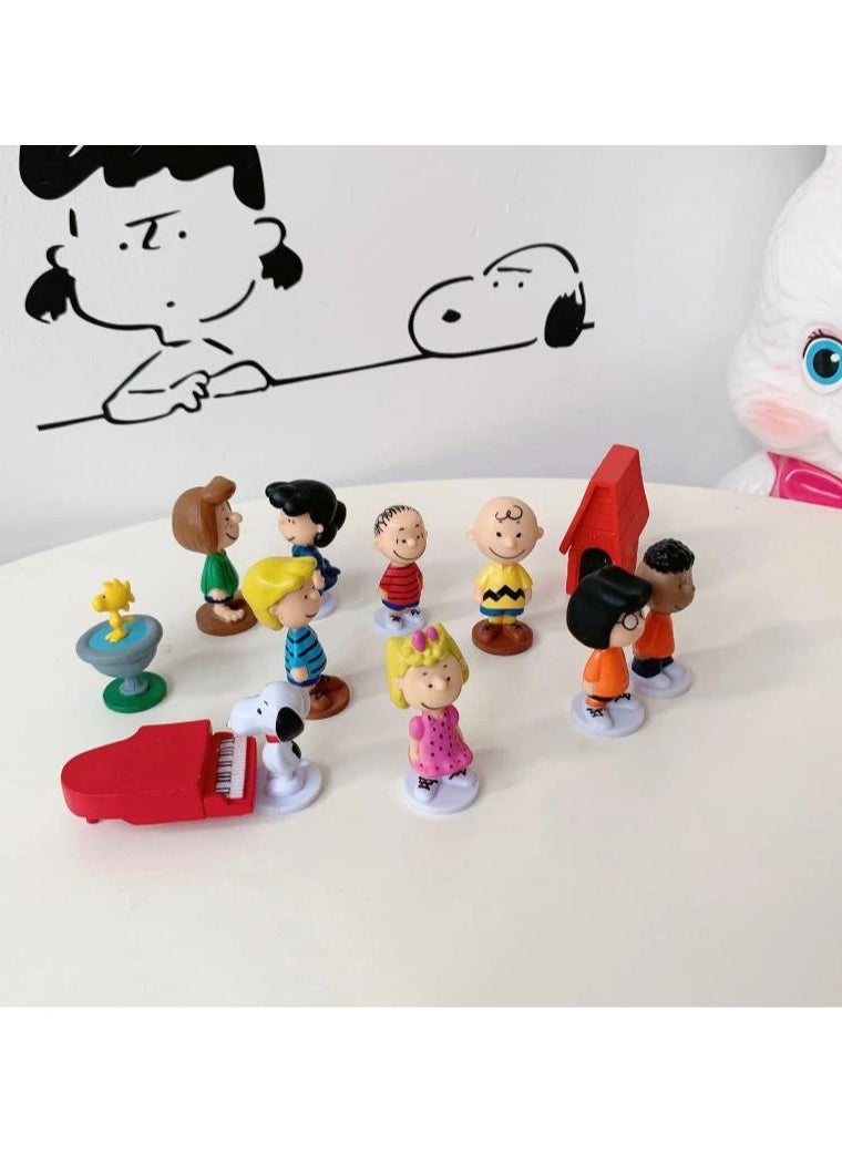 12pc Japan Cartoon Peanuts Snoopy Charlie Sally Woodstock Mini Figure Model Toys  - Image 4