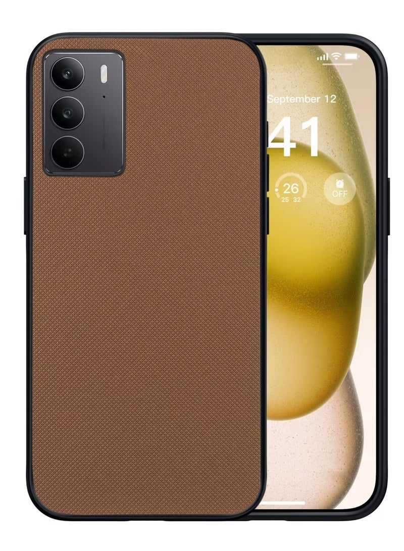 Compatible with Realme C75 Case Dual Layer Heavy Duty Cell Phone Protective Cover Shockproof Rugged with Non-Slip Textured - Brown