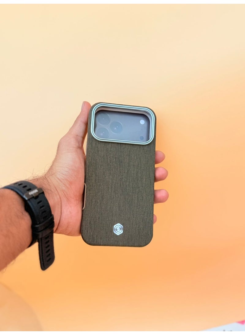 general iPhone 17 Pro Max Fabric Case, Slim Fit Back Cover, Shockproof with Camera Protection - Brown - Image 3