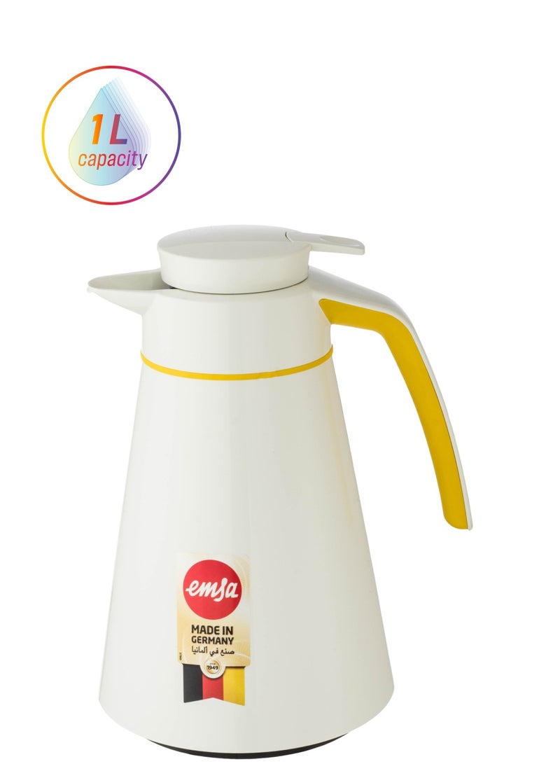 emsa German EMSA thermos, capacity 1 liter, white and yellow - Image 2