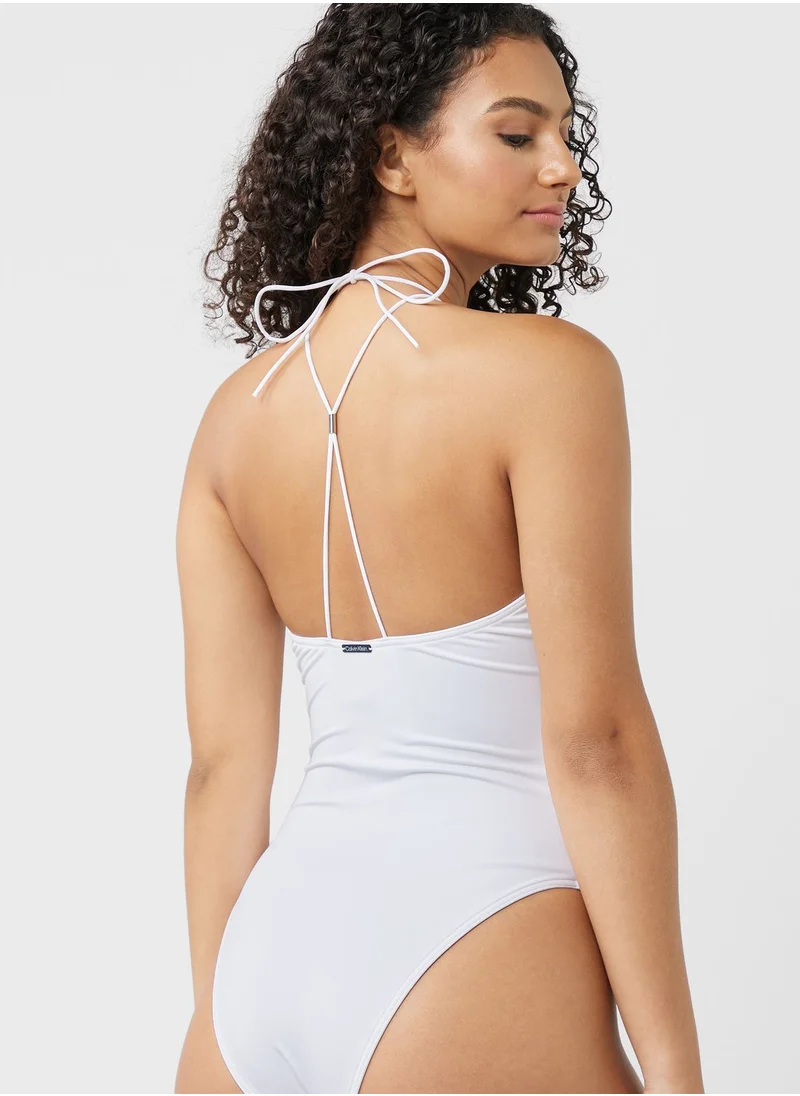 CALVIN KLEIN Plunge Neck Cut Out Swimsuit