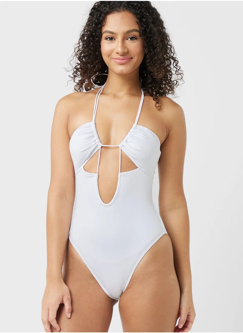 CALVIN KLEIN Plunge Neck Cut Out Swimsuit