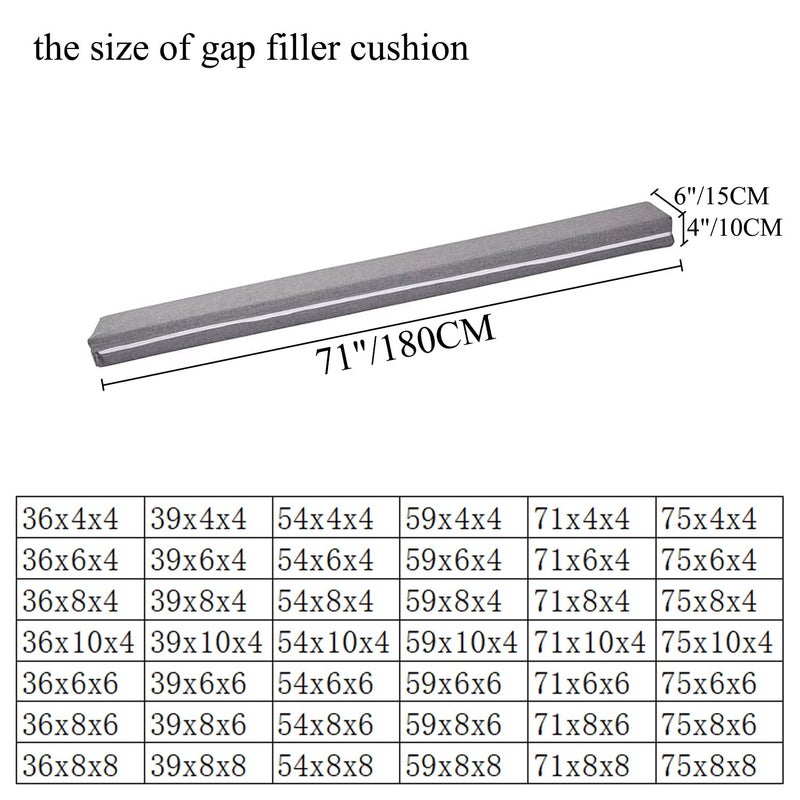 SAMTY Bed Gap Filler for headboard Space Gap Filler Bolster Pillow Stopper for Sofa Crack Filler Between Headboard and Mattress Cal King Size 71x6x4 Inch - Image 2