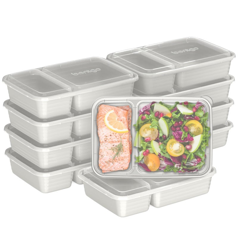 Bentgo 20-Piece Lightweight  Durable  Reusable BPA-Free 2-Compartment Containers - Microwave  Freezer  Dishwasher Safe - Whisper Gray - Image 1