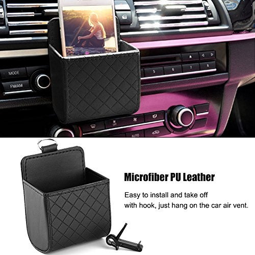 Yosoo Car Auto Seat Back Interior Air Vent Cell Phone Holder Pouch Bag Box Tidy Storage Bag Case Organizer with Hook (Black) - Image 3