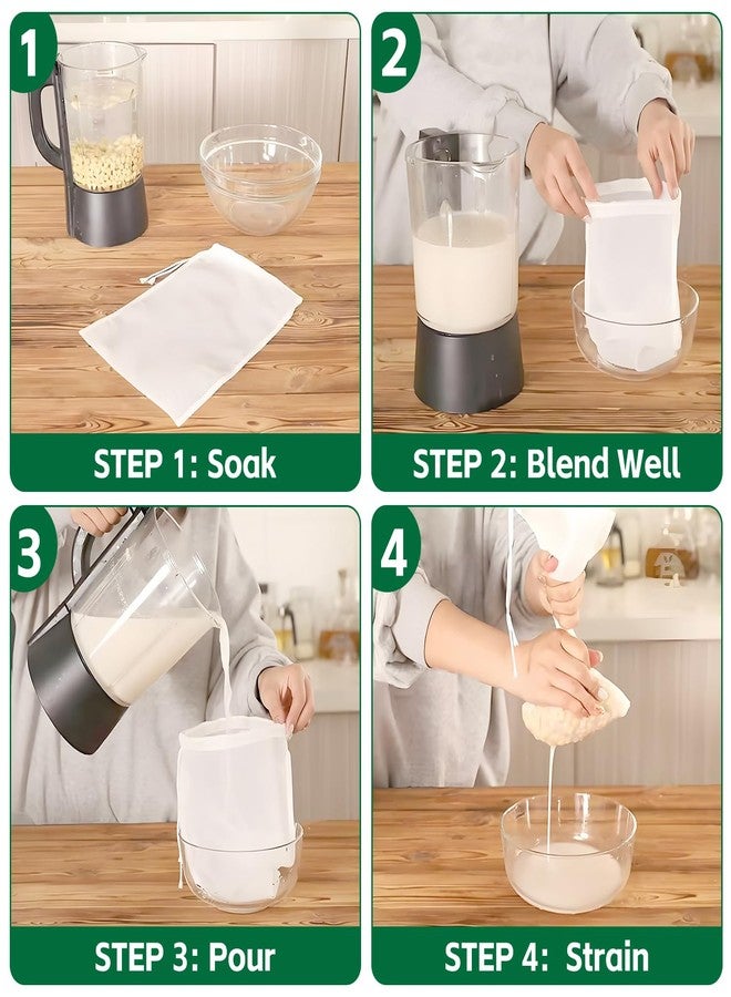 uadbau 6 Pcs Nut Milk Bag 12 x 8 Inch Yogurt Strainer 200 Mesh Cheese Cloth Bag for Straining Reusable Fine Mesh Strainer for Filtering Yogurt Juice Coffee Tofu Tea Cheese - Image 5