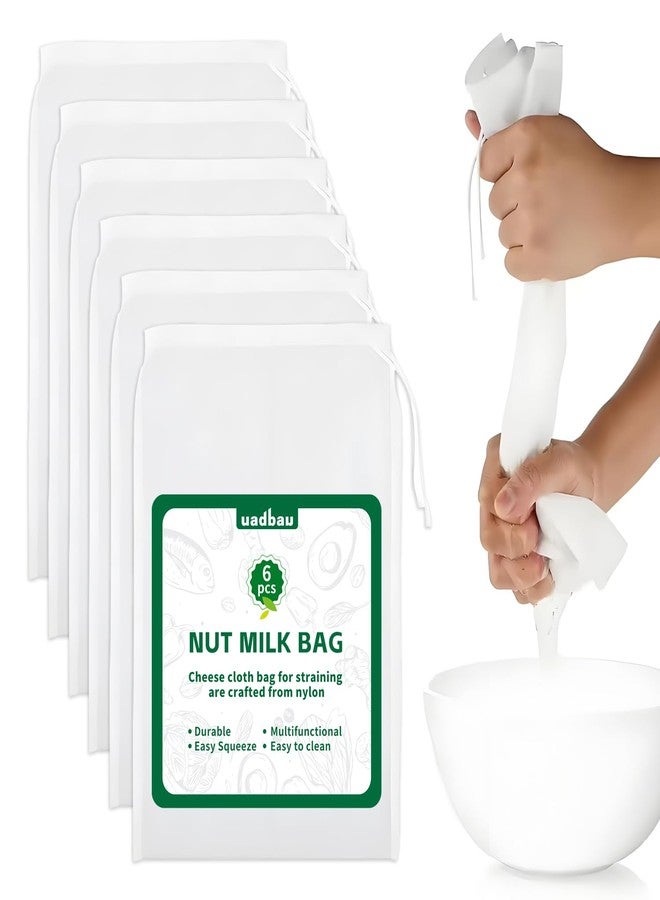 uadbau 6 Pcs Nut Milk Bag 12 x 8 Inch Yogurt Strainer 200 Mesh Cheese Cloth Bag for Straining Reusable Fine Mesh Strainer for Filtering Yogurt Juice Coffee Tofu Tea Cheese - Image 1