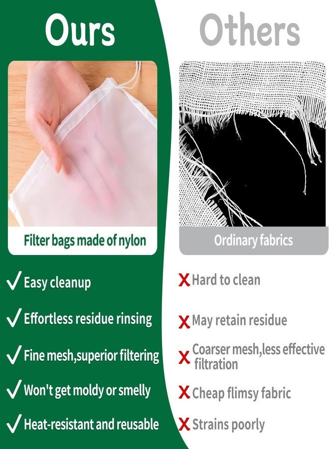 uadbau 6 Pcs Nut Milk Bag 12 x 8 Inch Yogurt Strainer 200 Mesh Cheese Cloth Bag for Straining Reusable Fine Mesh Strainer for Filtering Yogurt Juice Coffee Tofu Tea Cheese - Image 3