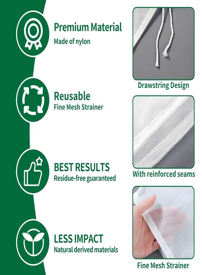 uadbau 6 Pcs Nut Milk Bag 12 x 8 Inch Yogurt Strainer 200 Mesh Cheese Cloth Bag for Straining Reusable Fine Mesh Strainer for Filtering Yogurt Juice Coffee Tofu Tea Cheese - Image 4