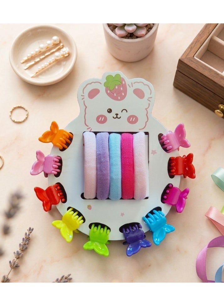 Set of 10 hair clips + 5 elastic hair ties - Image 3