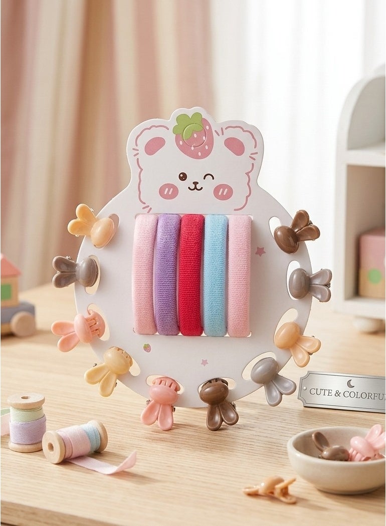 Set of 10 hair clips + 5 elastic hair ties - Image 1