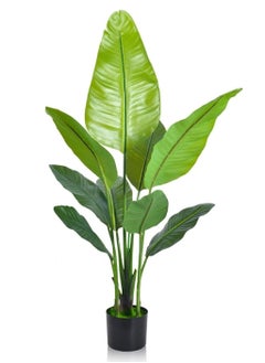 ESSENTIALS 360 Essentials 360 Artificial Banana Tree 120cm Faux Banana Plant with Lifelike Leaves, Bird of Paradise Plant with Moss & Pot, for Home Office Garden Living Room Indoor Outdoor Decor artificial plant  - Image 1