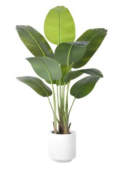 ESSENTIALS 360 Essentials 360 Artificial Banana Tree 120cm Faux Banana Plant with Lifelike Leaves, Bird of Paradise Plant with Moss & Pot, for Home Office Garden Living Room Indoor Outdoor Decor artificial plant  - Image 2