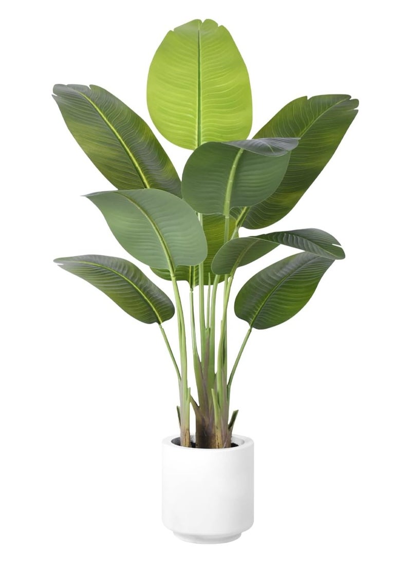 ESSENTIALS 360 Essentials 360 Artificial Banana Tree 120cm Faux Banana Plant with Lifelike Leaves, Bird of Paradise Plant with Moss & Pot, for Home Office Garden Living Room Indoor Outdoor Decor artificial plant  - Image 2