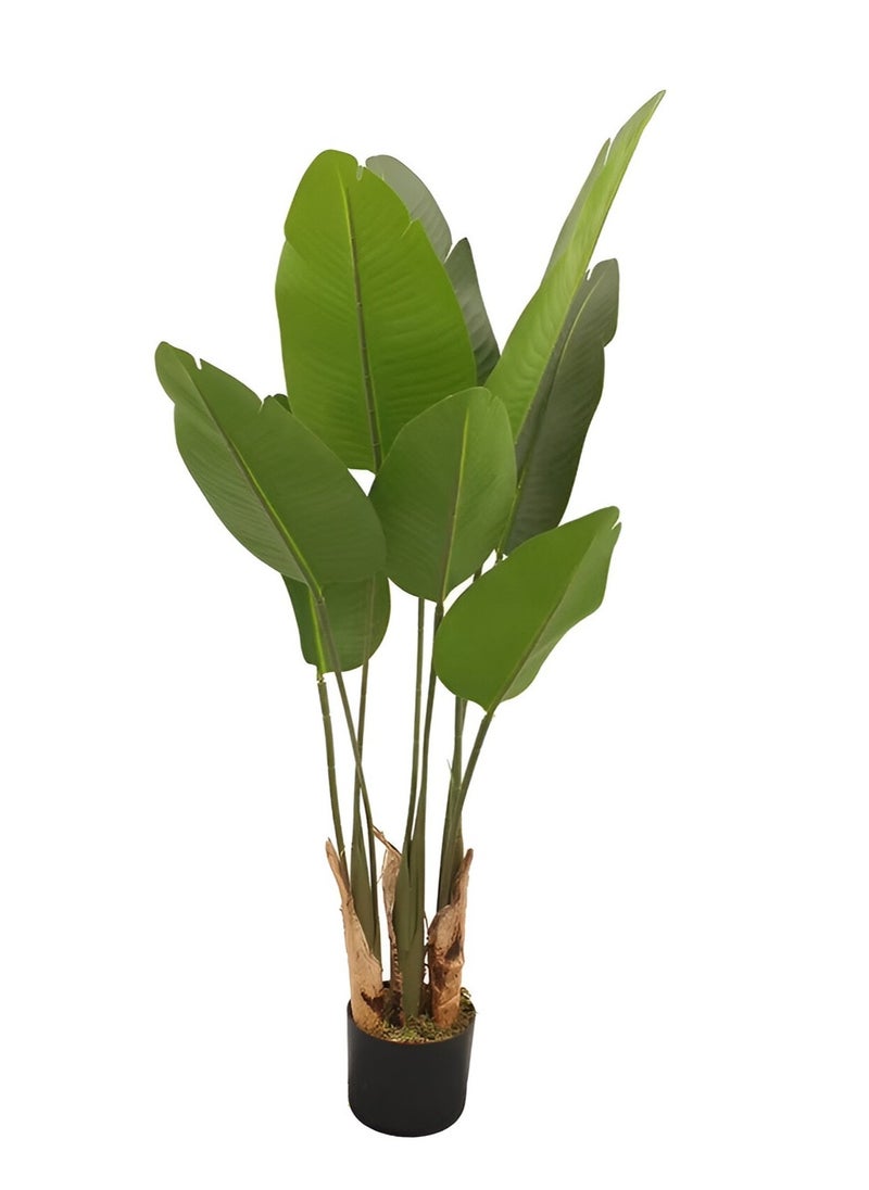 ESSENTIALS 360 Essentials 360 Artificial Banana Tree 120cm Faux Banana Plant with Lifelike Leaves, Bird of Paradise Plant with Moss & Pot, for Home Office Garden Living Room Indoor Outdoor Decor artificial plant  - Image 3