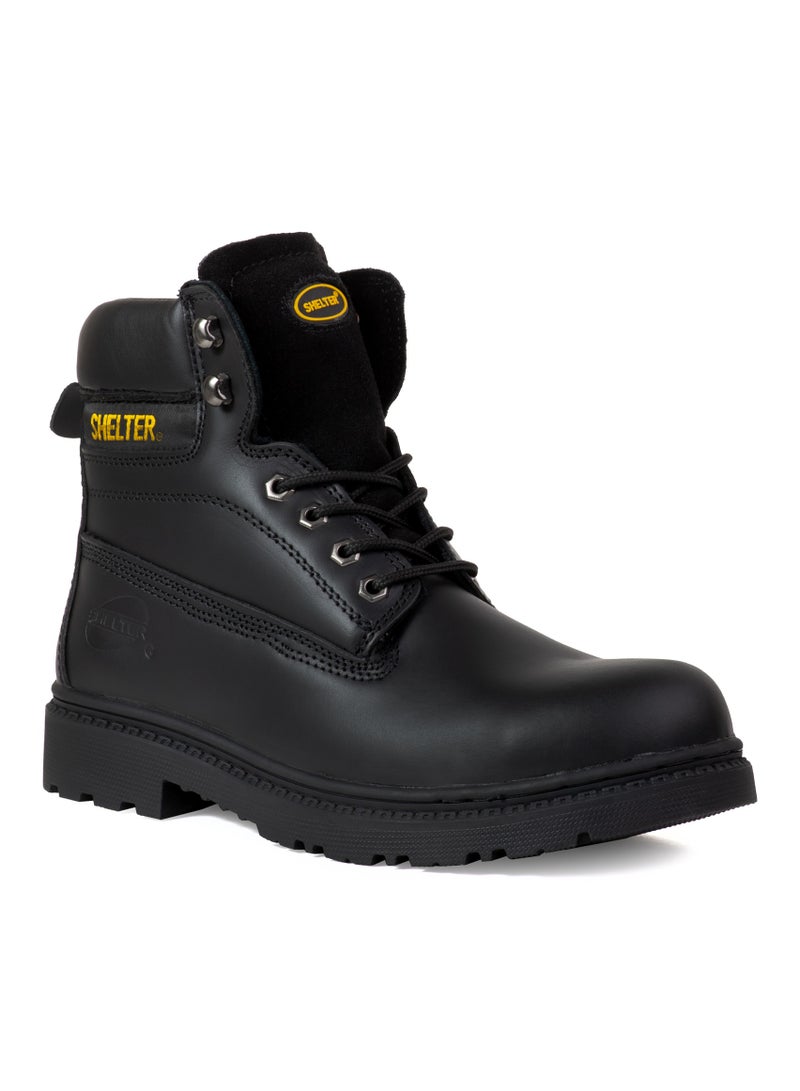 Shelter SH594 Safety Shoes with Steel Toe Cap and Steel Plate, Full-Grain Leather, Slip-Resistant – Black - Image 2