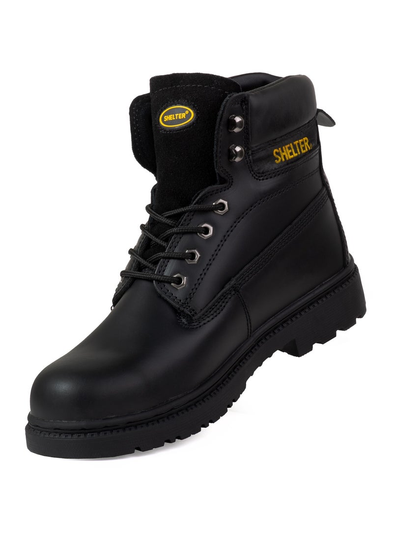Shelter SH594 Safety Shoes with Steel Toe Cap and Steel Plate, Full-Grain Leather, Slip-Resistant – Black - Image 3