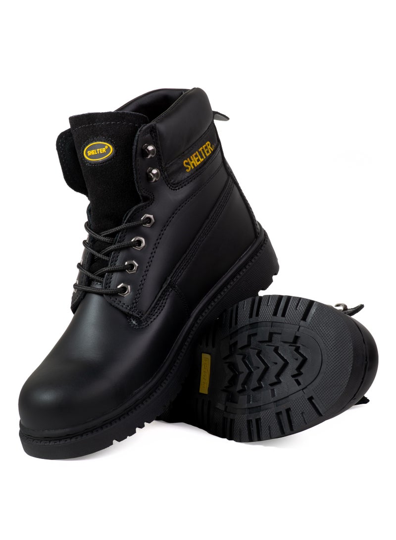 Shelter SH594 Safety Shoes with Steel Toe Cap and Steel Plate, Full-Grain Leather, Slip-Resistant – Black - Image 4