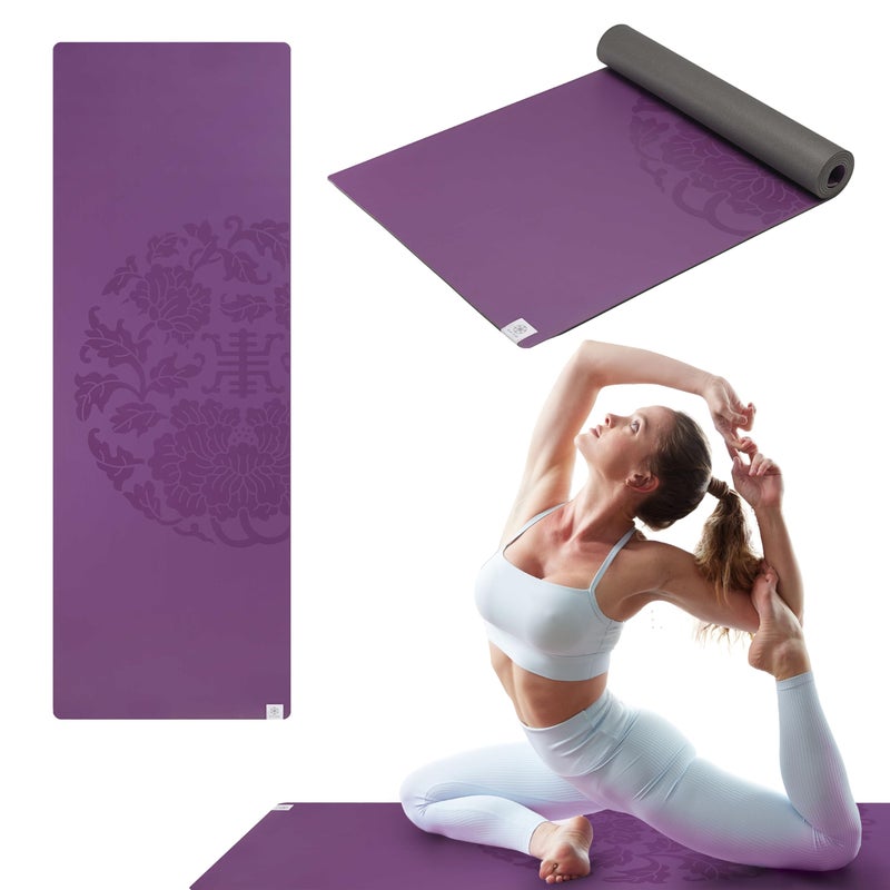 Gaiam Yoga Mat Premium DryGrip Thick Non Slip Exercise Fitness Mat for Hot Yoga Pilates Floor Workouts 68L x 24W x 5mm Purple