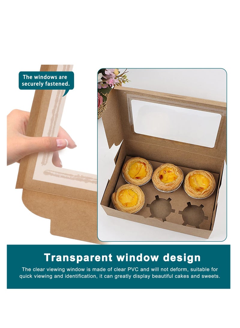 SYOSI 6 Hole Cupcake Boxes, 20 Pcs Paper Cupcake Carrier Boxes, Cake Boxes with Inserts, Bakery Boxes with Window, Paper Candy Treat Boxes, DIY Craft Paper Gift Boxes, 24×17.5×10cm - Image 2