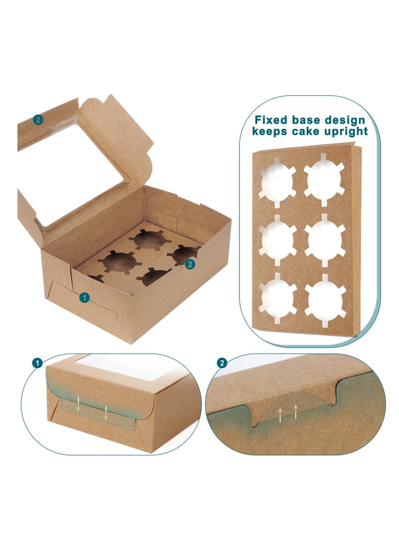 SYOSI 6 Hole Cupcake Boxes, 20 Pcs Paper Cupcake Carrier Boxes, Cake Boxes with Inserts, Bakery Boxes with Window, Paper Candy Treat Boxes, DIY Craft Paper Gift Boxes, 24×17.5×10cm - Image 5