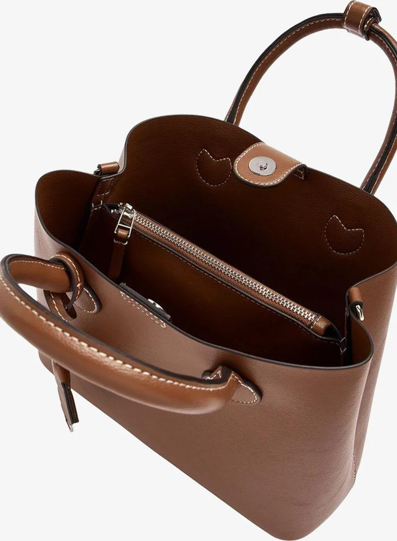 Parfois Brown Tote Bag With Crossbody Bag Strap for Women | Best Price UAE
