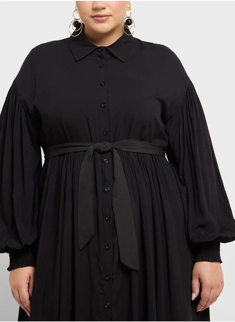 ايلا بلس Puff Sleeve Shirt Dress