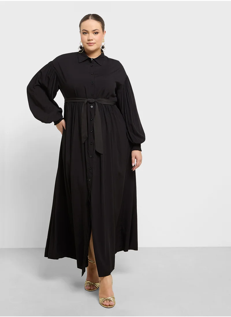 ايلا بلس Puff Sleeve Shirt Dress