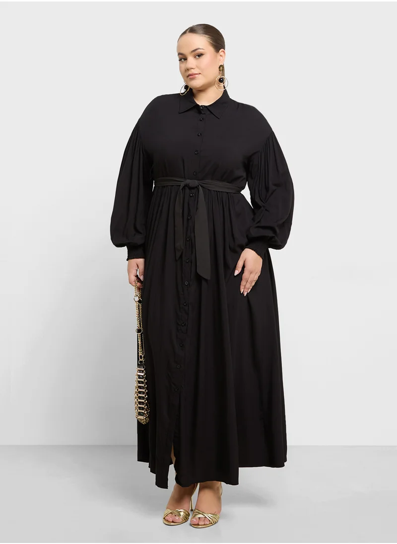 ايلا بلس Puff Sleeve Shirt Dress