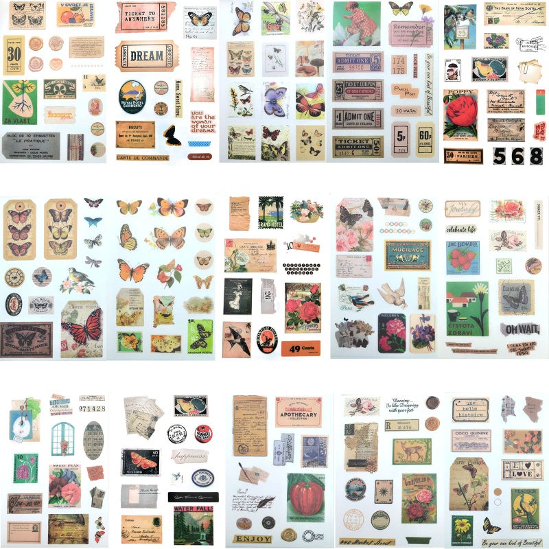 Auguro 410 Aesthetic Scrapbook Stickers, Vintage Stickers for journaling 20 Scrapbook Papers, Scrapbooking Supplies, Adult Stickers for Scrapbooking. Sticker Book for journaling - Image 2