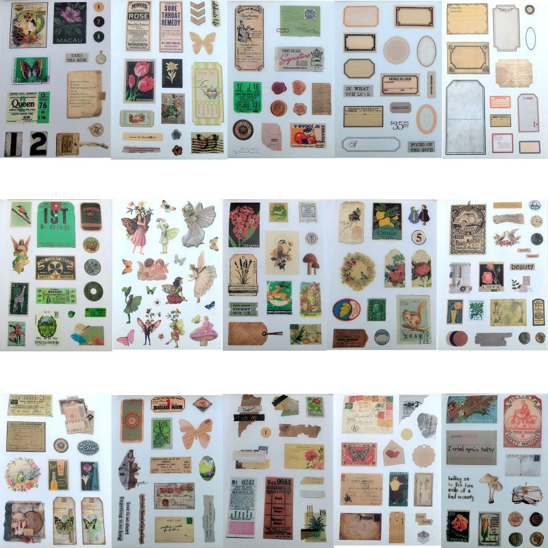 Auguro 410 Aesthetic Scrapbook Stickers, Vintage Stickers for journaling 20 Scrapbook Papers, Scrapbooking Supplies, Adult Stickers for Scrapbooking. Sticker Book for journaling - Image 3