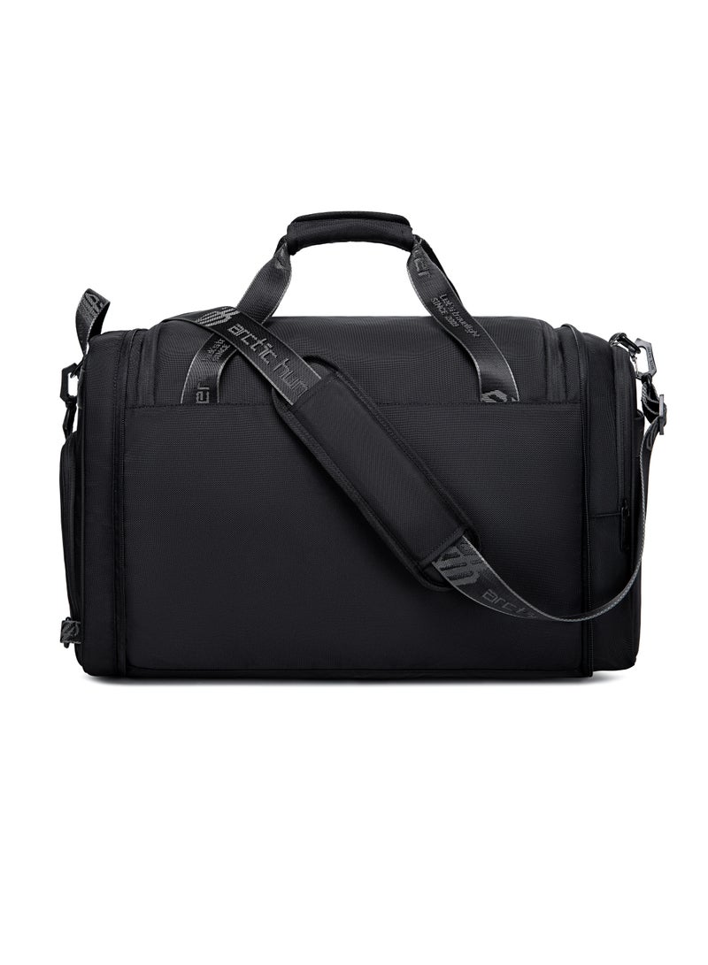 ARCTIC HUNTER Foldable Duffel Bag Water Resistant Travel Bag with Shoe Compartment with Detachable Shoulder Straps for Men and Women LX0021 Black  - Image 4