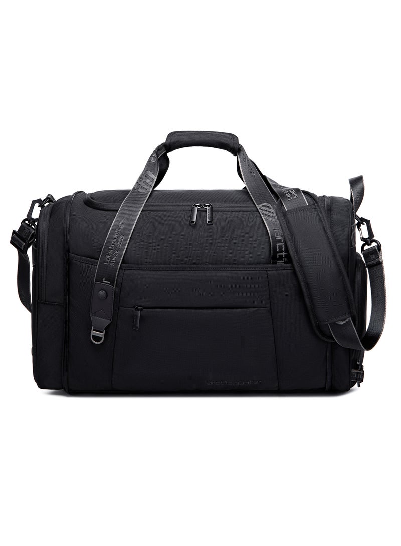 ARCTIC HUNTER Foldable Duffel Bag Water Resistant Travel Bag with Shoe Compartment with Detachable Shoulder Straps for Men and Women LX0021 Black  - Image 3