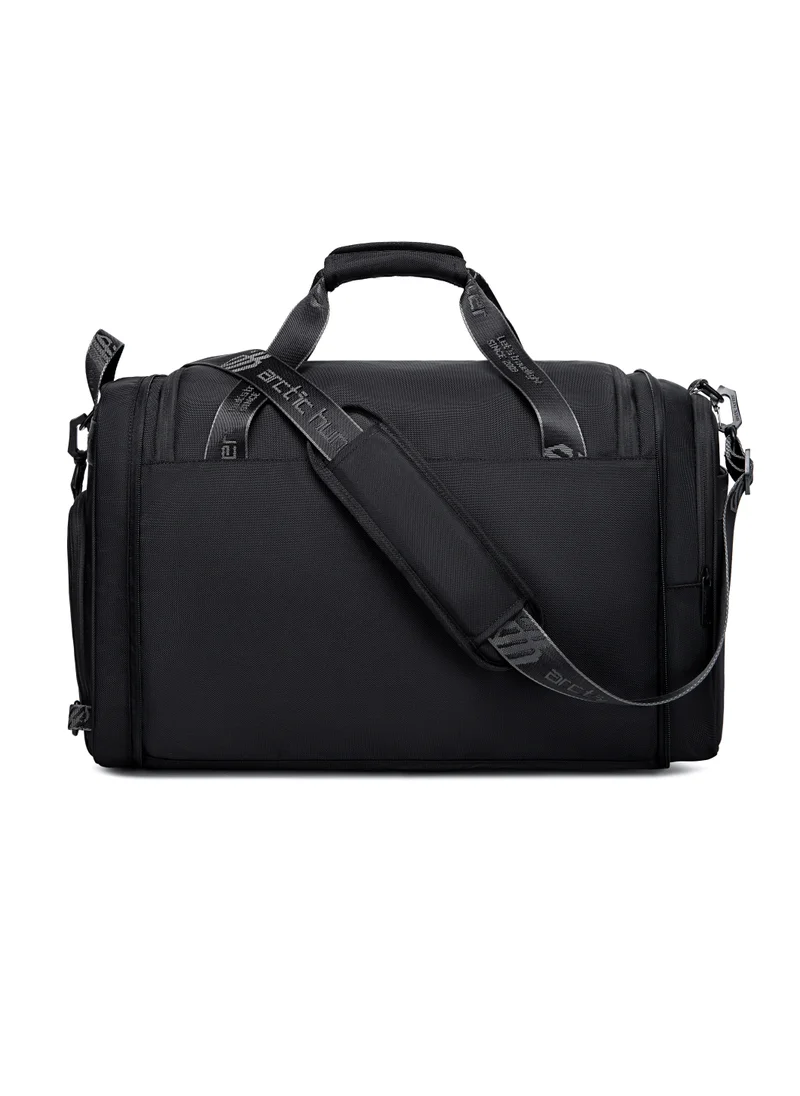 ARCTIC HUNTER Foldable Duffel Bag Water Resistant Travel Bag with Shoe Compartment with Detachable Shoulder Straps for Men and Women LX0021 Black