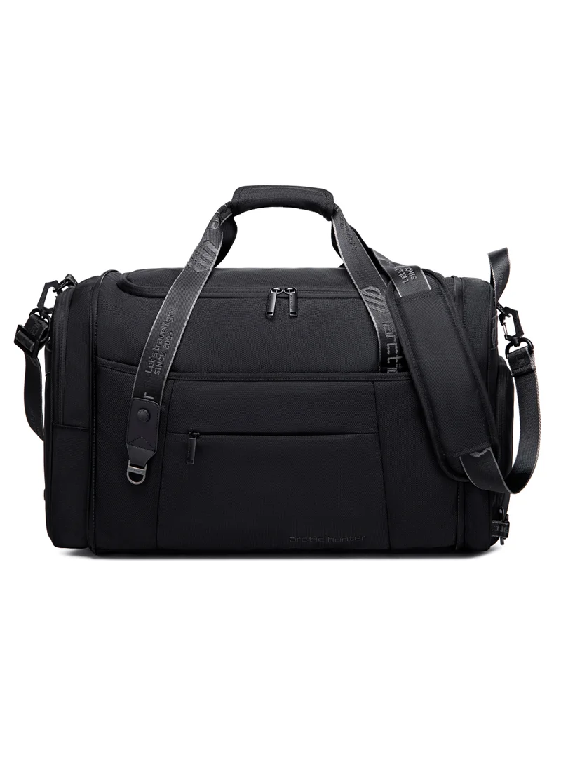 ARCTIC HUNTER Foldable Duffel Bag Water Resistant Travel Bag with Shoe Compartment with Detachable Shoulder Straps for Men and Women LX0021 Black
