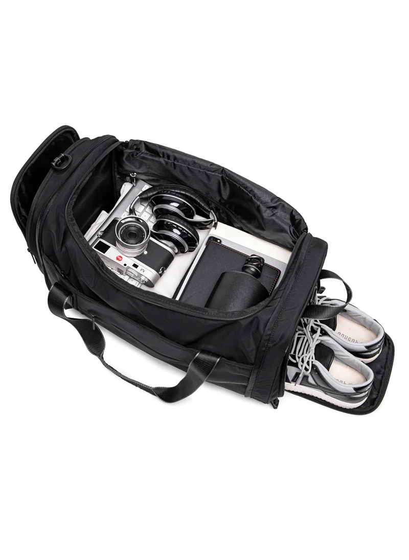 ARCTIC HUNTER Foldable Duffel Bag Water Resistant Travel Bag with Shoe Compartment with Detachable Shoulder Straps for Men and Women LX0021 Black