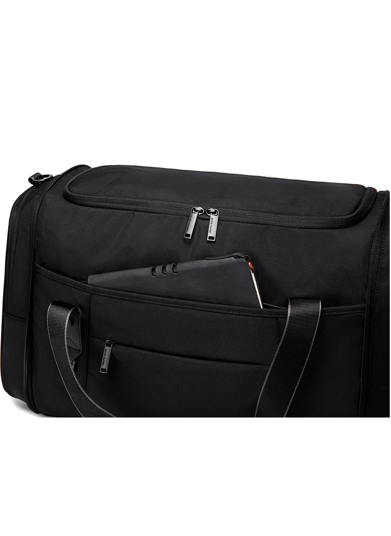 ARCTIC HUNTER Foldable Duffel Bag Water Resistant Travel Bag with Shoe Compartment with Detachable Shoulder Straps for Men and Women LX0021 Black
