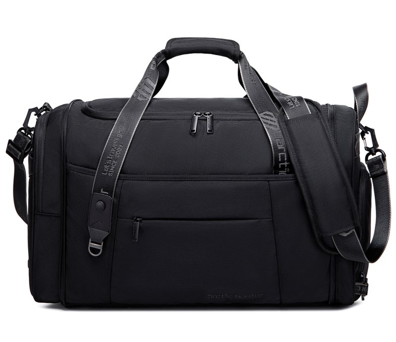 ARCTIC HUNTER Foldable Duffel Bag Water Resistant Travel Bag with Shoe Compartment with Detachable Shoulder Straps for Men and Women, LX00021, Black - Image 3