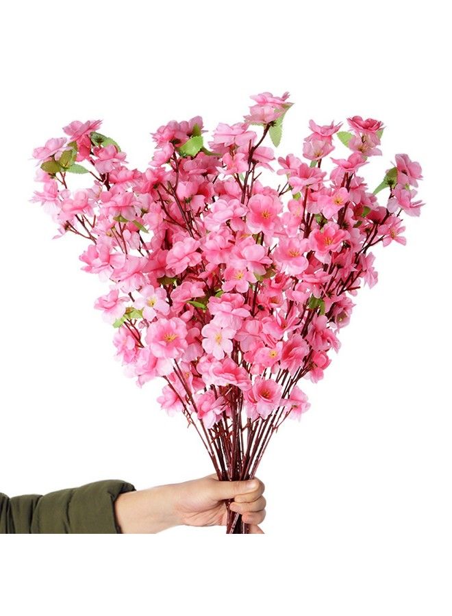 BELUPAI 10Pcs Artificial Peach Blossom Cherry Plum Bouquet;Silk Flower Bouquet;Artificial Flower Stems;Faux Peach Blossom;Plastic Floral For Wedding Home Office Party Hotel Yard Decor - Image 1