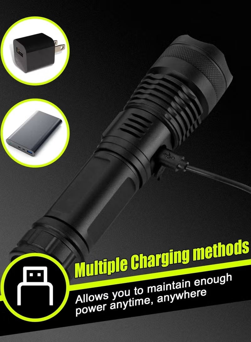 Rechargeable LED Flashlight, 1200 Lumens Super Bright Zoomable Torch with 5 Light Modes, IPX5 Waterproof Handheld Flashlight with 26650 Battery, Adjustable Focus for Camping, Hiking, and Emergency Use - Image 5