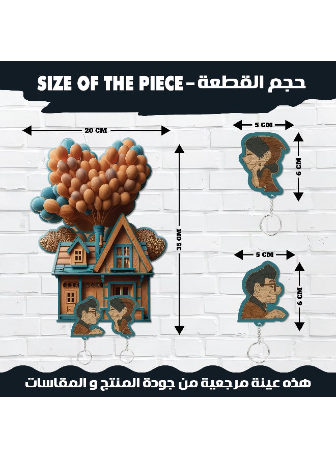 علاقة مفاتيح ميدلية مقاس 25x35 سم, ألوان رائعة بقوام خشبي بني مميز, مطبوع بجودة عالية, مع سمك 6ملي لمتانة قوية, ملونة, تصميم انيق لاضافة لمسة جمالية للحائط, علاقة مفاتيح, خطاف للمفاتيح, ديكور للحائط  - Image 3