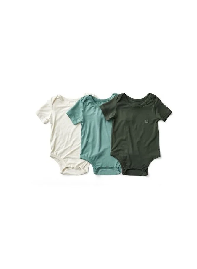 أنفي بيبي Set of 3 Organic Bamboo Spandex Bodysuit Gift set 0-3m- White/Soft Sage/ Dark Green