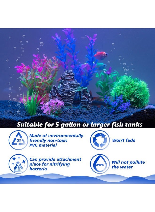 Ameliade Aquarium Artificial Plastic Plants Decorations and Rock Cave Decor Set Goldfish Betta Fish Tank Accessories Small Large Fish Bowl Ornaments - Image 4