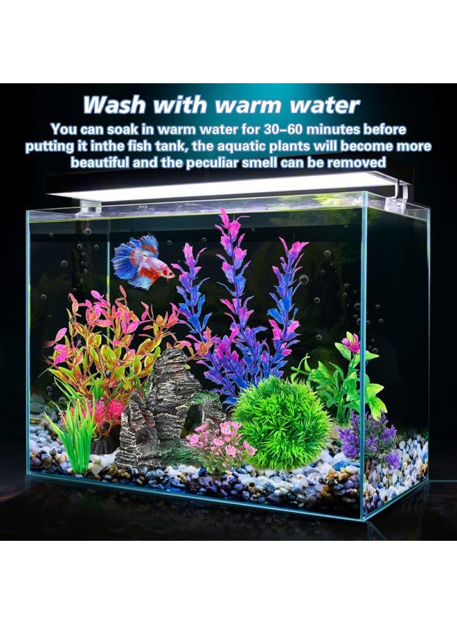 Ameliade Aquarium Artificial Plastic Plants Decorations and Rock Cave Decor Set Goldfish Betta Fish Tank Accessories Small Large Fish Bowl Ornaments - Image 3