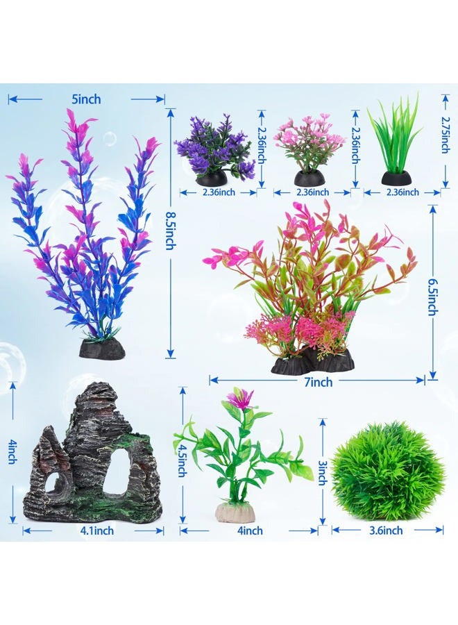 Ameliade Aquarium Artificial Plastic Plants Decorations and Rock Cave Decor Set Goldfish Betta Fish Tank Accessories Small Large Fish Bowl Ornaments - Image 2