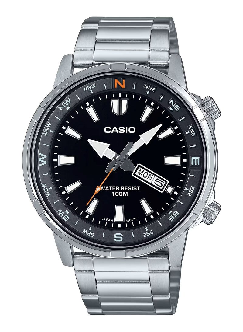 Casio Enticer Standard Black Dial Analog Stainless Steel Black Dial Quartz MTD-130D-1A4 Men's Watch - Image 1