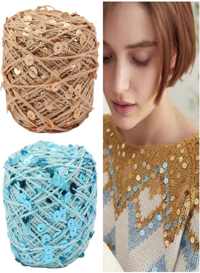 Zhiheng Shimmering Sequin Cotton Yarn 153yard Sparkling Thread Crochet Strings for Headband Beanie Knitting Sweater Weaving DIY Stitch Winter Accessories Rag Doll (Grey) - Image 5