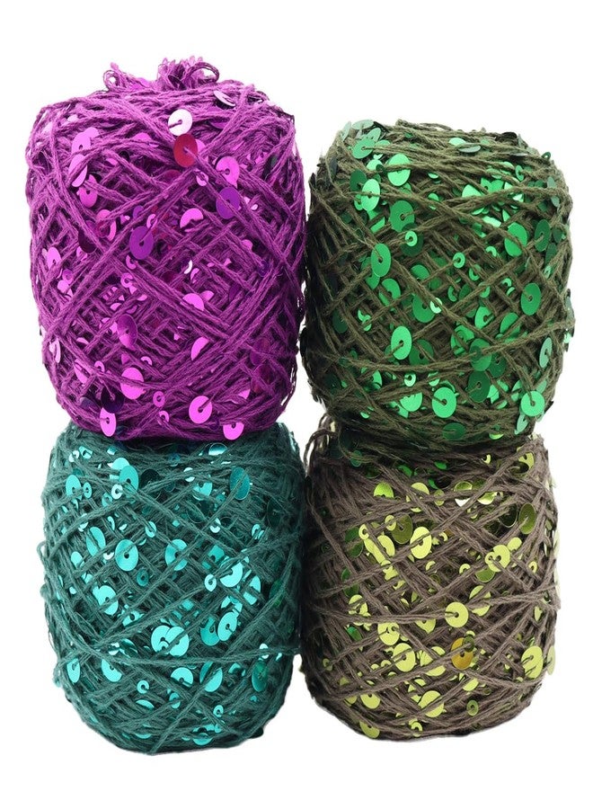 Zhiheng Shimmering Sequin Cotton Yarn 153yard Sparkling Thread Crochet Strings for Headband Beanie Knitting Sweater Weaving DIY Stitch Winter Accessories Rag Doll (Grey) - Image 4