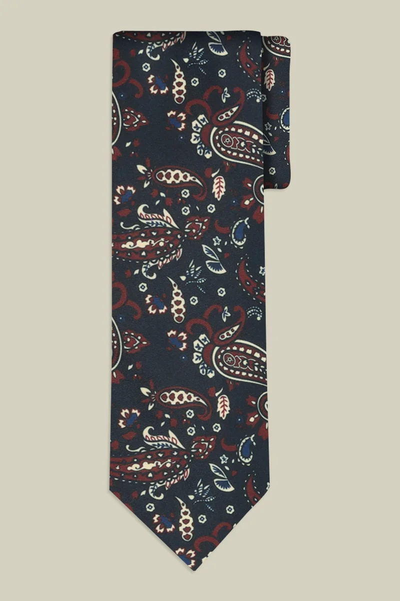 Doppelganger Men's paisley pattern tie - DK Blue