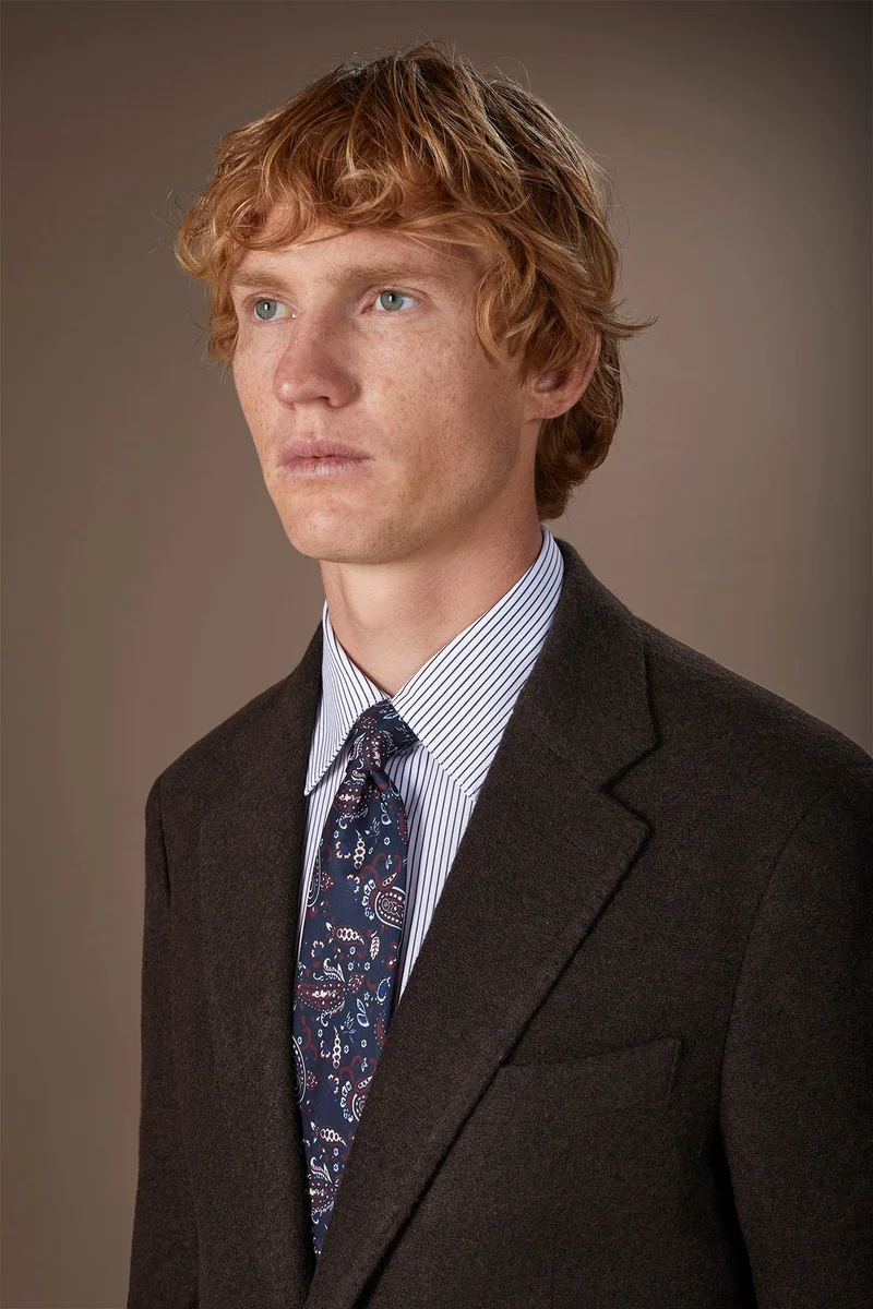 Doppelganger Men's paisley pattern tie - DK Blue